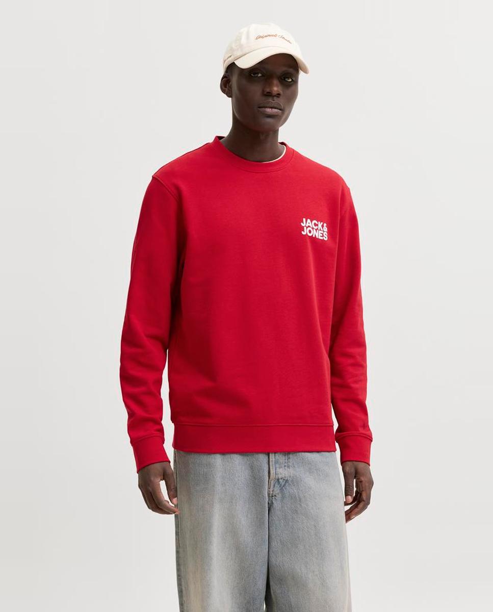 Sudadera de hombre cuello redondo con logo lateral - Jack & Jones - Rojo Rojo-1
