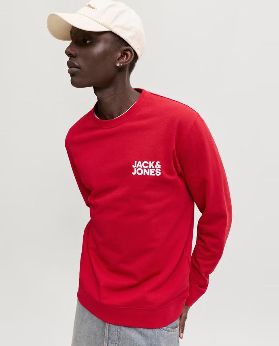 Sudadera de hombre cuello redondo con logo lateral - Jack & Jones - Rojo Rojo-3