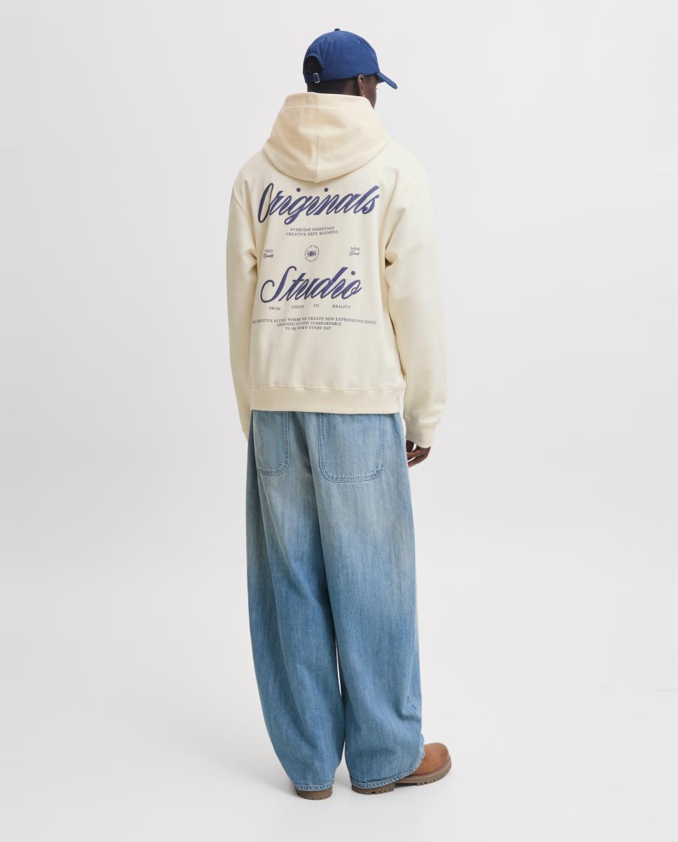 Sweatshirt com Capuz e Estampado Traseiro Branco-2