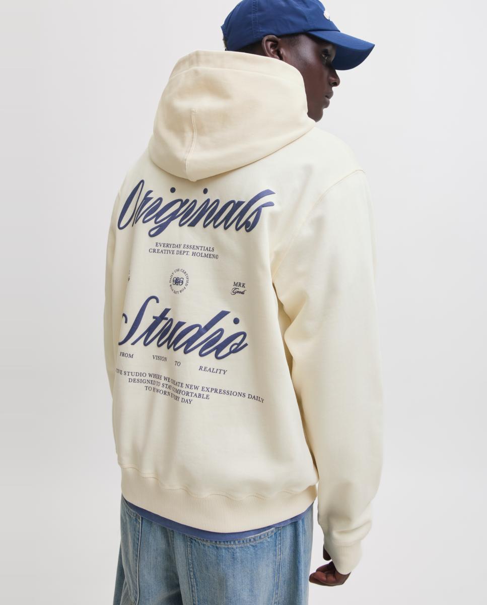 Sweatshirt com Capuz e Estampado Traseiro Branco-3