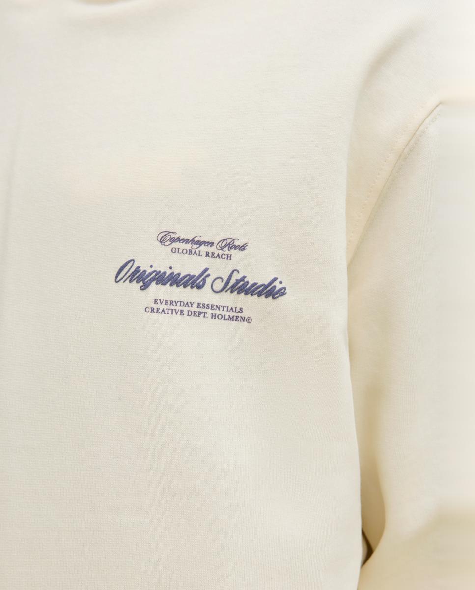 Sweatshirt com Capuz e Estampado Traseiro Branco-4