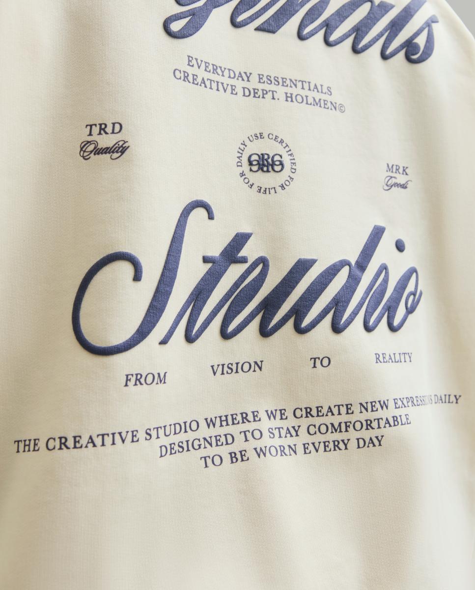 Sweatshirt com Capuz e Estampado Traseiro Branco-5