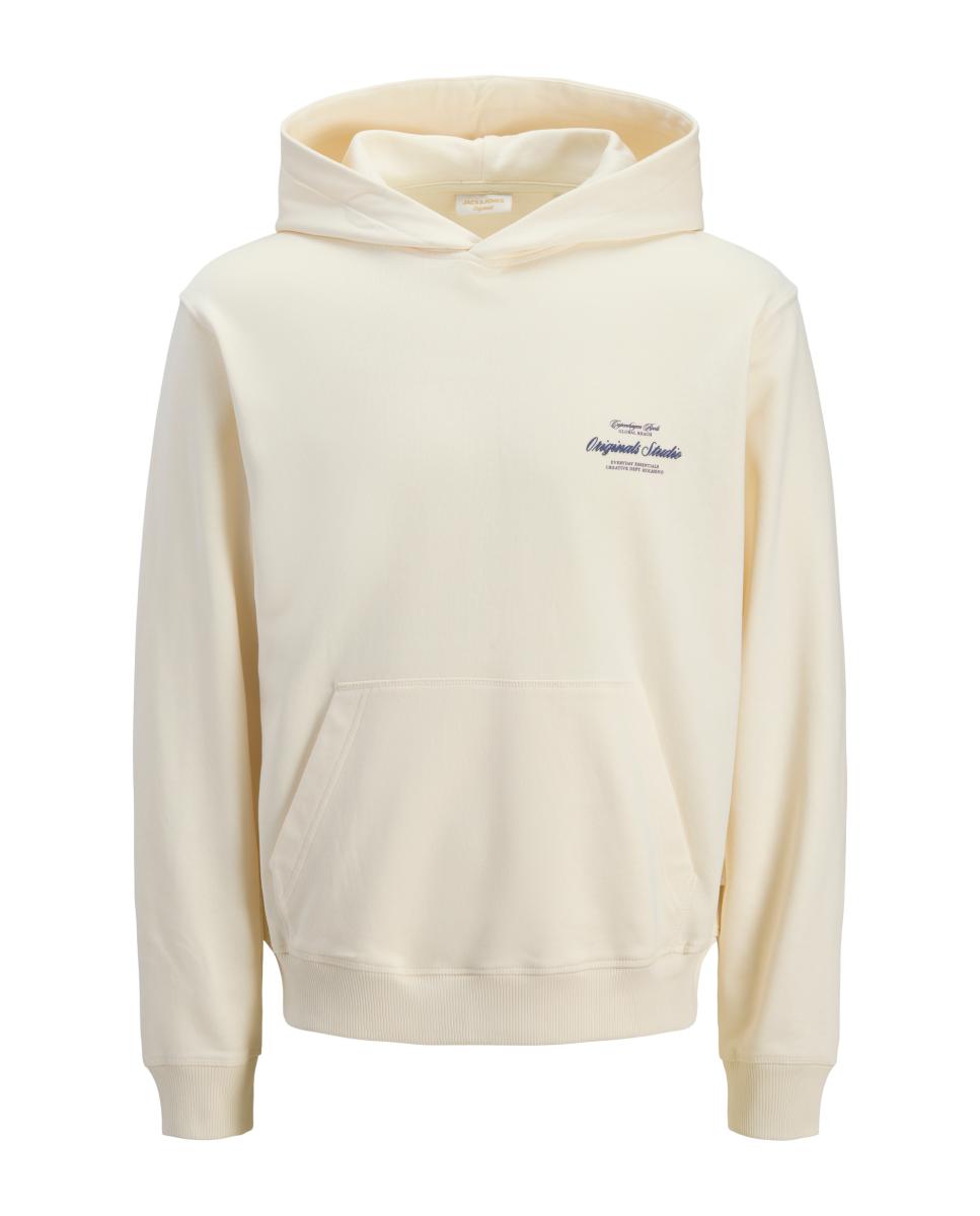 Sweatshirt com Capuz e Estampado Traseiro Branco-6