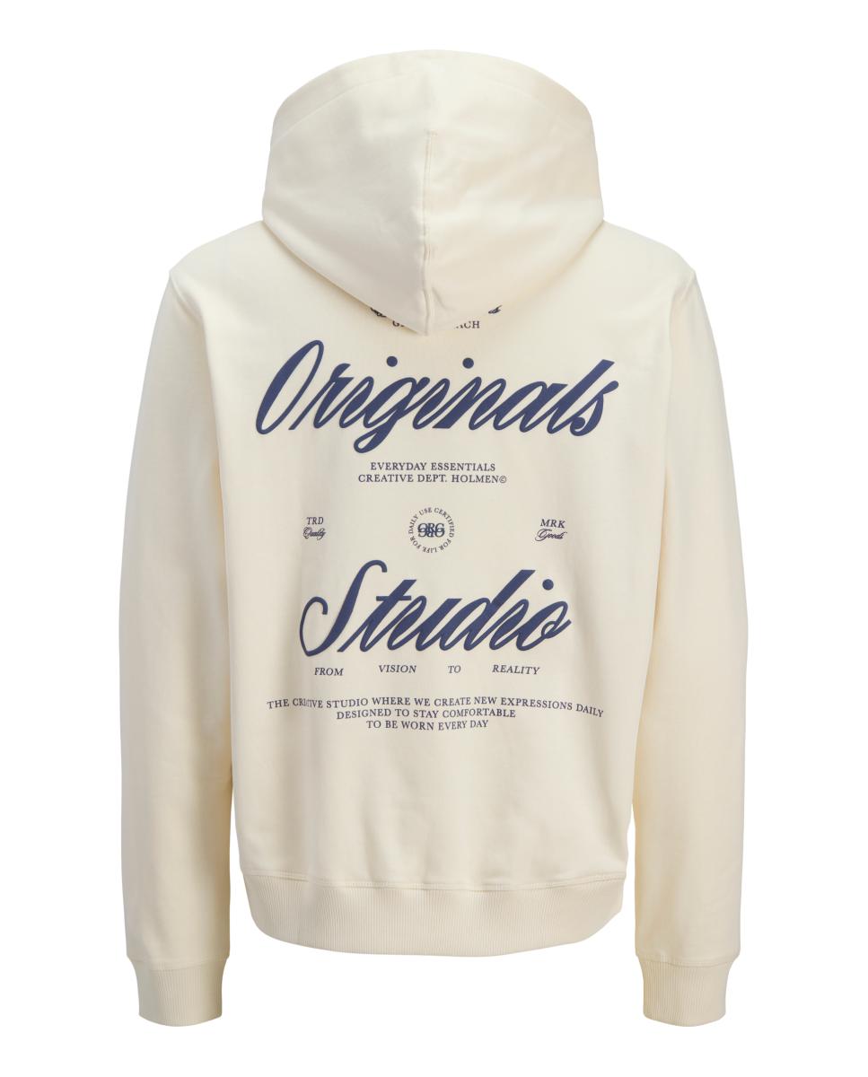 Sweatshirt com Capuz e Estampado Traseiro Branco-7