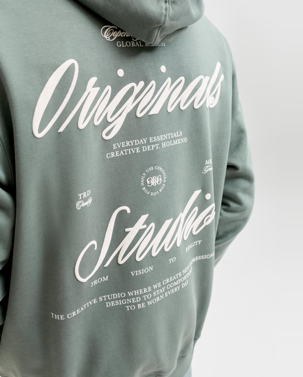 Sweatshirt com Capuz e Estampado Traseiro Verde-4