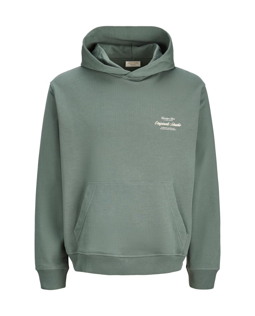 Sweatshirt com Capuz e Estampado Traseiro Verde-6