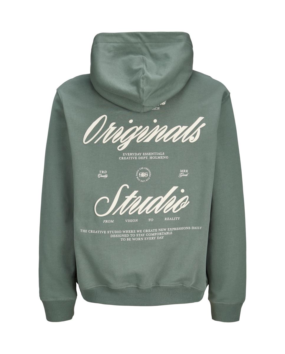 Sweatshirt com Capuz e Estampado Traseiro Verde-7