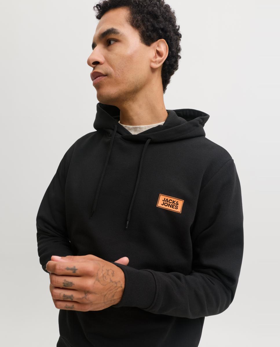 Sudadera de hombre con capucha y print frontal - Jack & Jones - Negro Negro-3