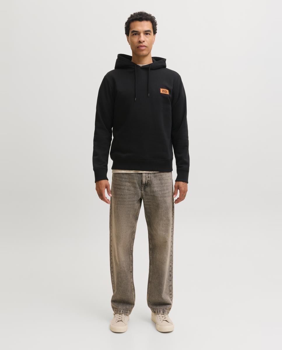 Sudadera de hombre con capucha y print frontal - Jack & Jones - Negro Negro-8