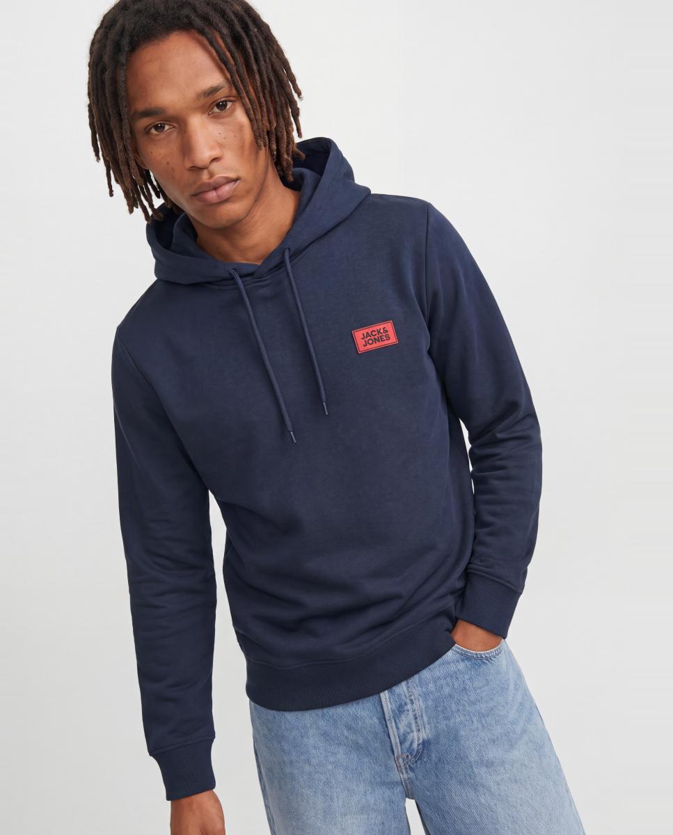 Sudadera de hombre con capucha y print frontal - Jack & Jones - Azul Azul-3