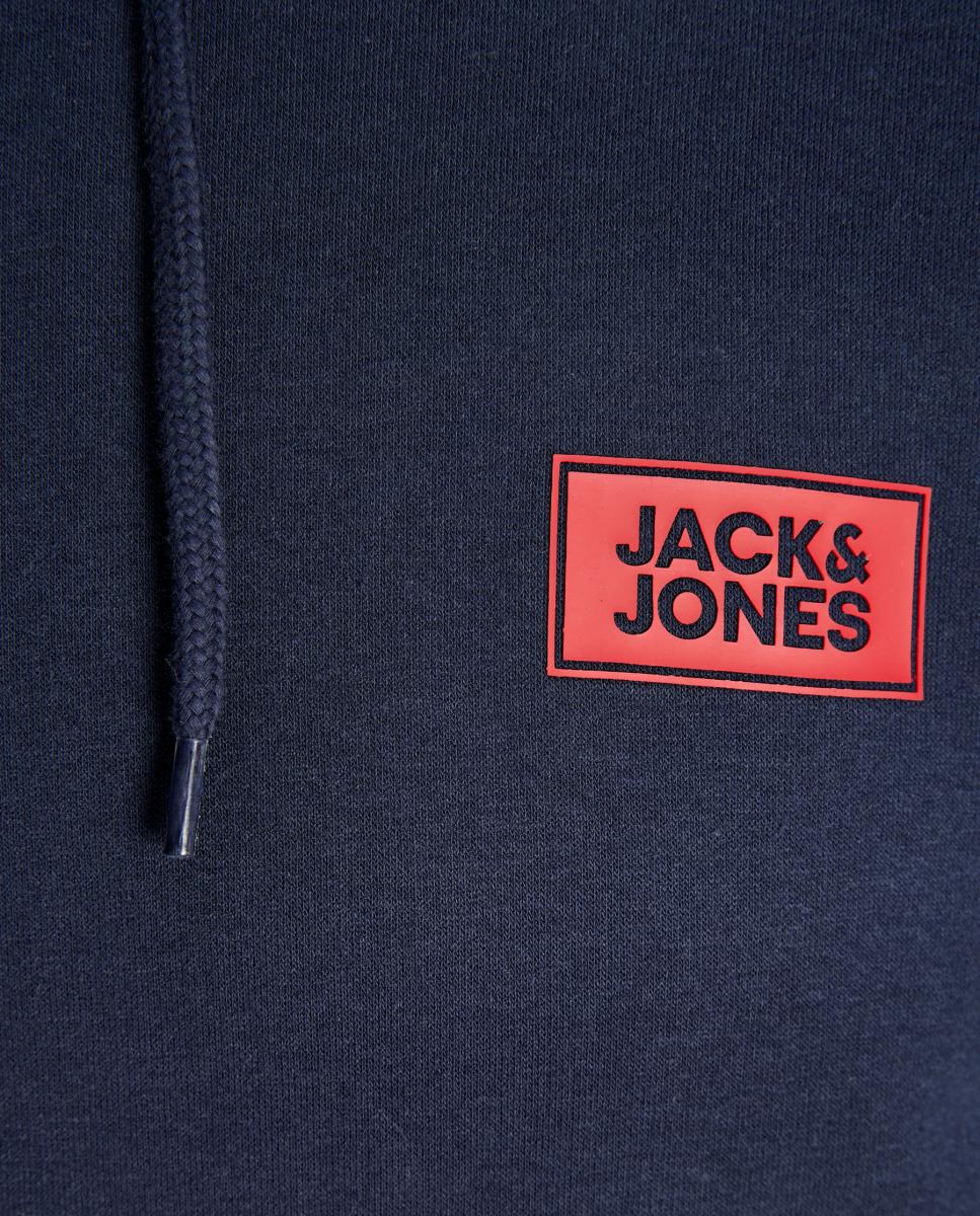 Sudadera de hombre con capucha y print frontal - Jack & Jones - Azul Azul-4