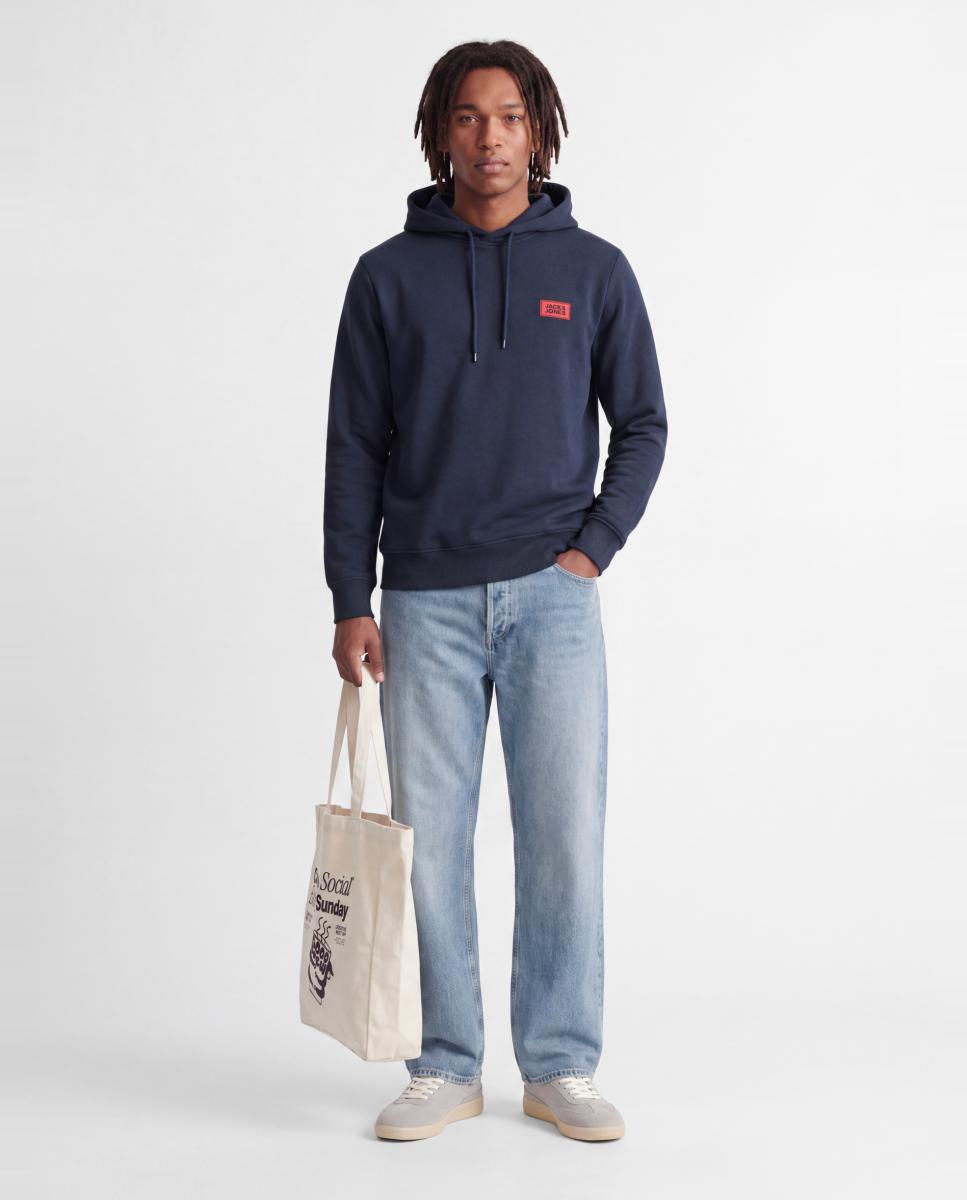 Sudadera de hombre con capucha y print frontal - Jack & Jones - Azul Azul-9