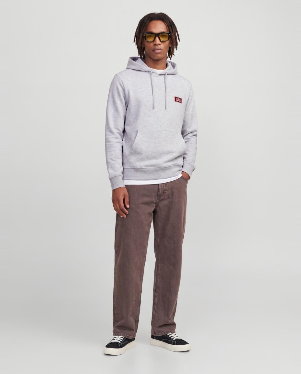 Sudadera de hombre con capucha y print frontal - Jack & Jones - Gris Gris-8