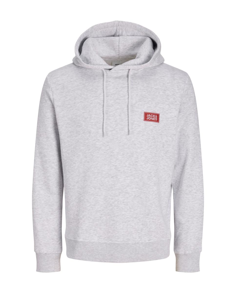 Sudadera de hombre con capucha y print frontal - Jack & Jones - Gris Gris-6