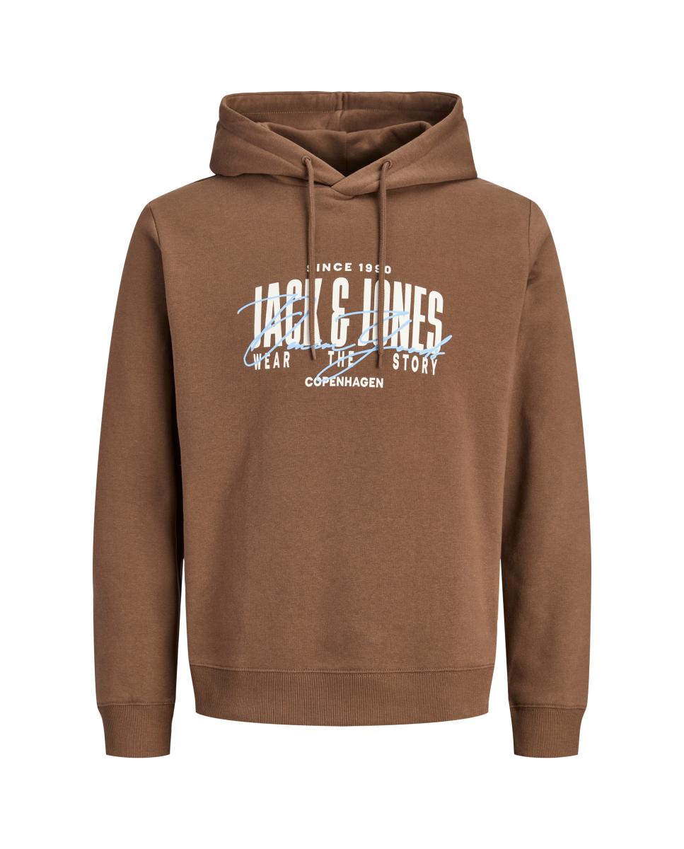 Imagen 0 de Sudadera de hombre con capucha y print frontal Marrón