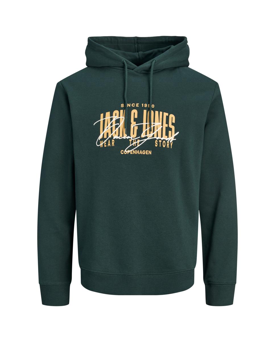 Sudadera de hombre con capucha y print frontal - Jack & Jones - Verde Verde-1