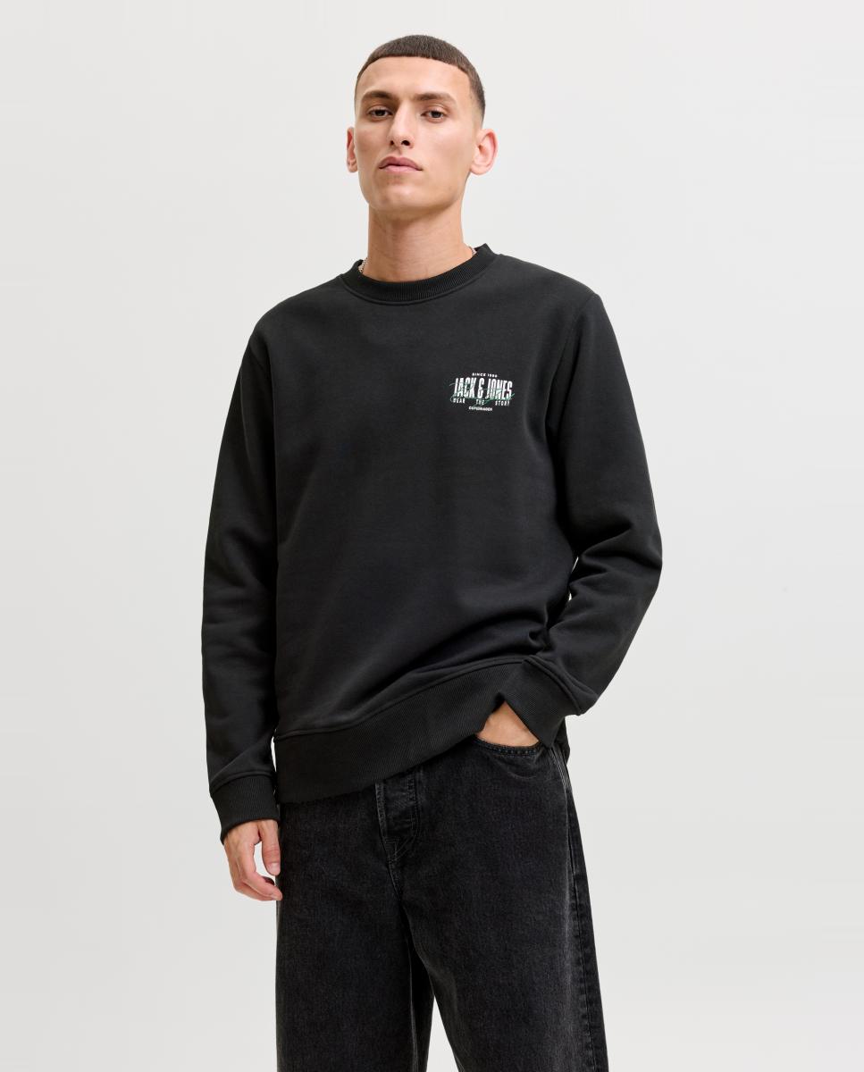 Sudadera de hombre con cuello redondo - Jack & Jones - Negro Negro-1