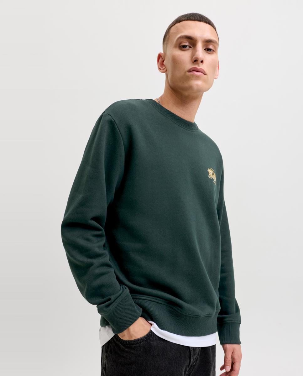 Sudadera de hombre con cuello redondo - Jack & Jones - Verde Verde-3