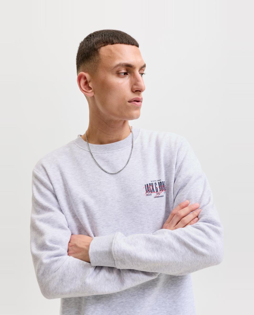 Sudadera de hombre con cuello redondo - Jack & Jones - Gris claro Gris claro-3