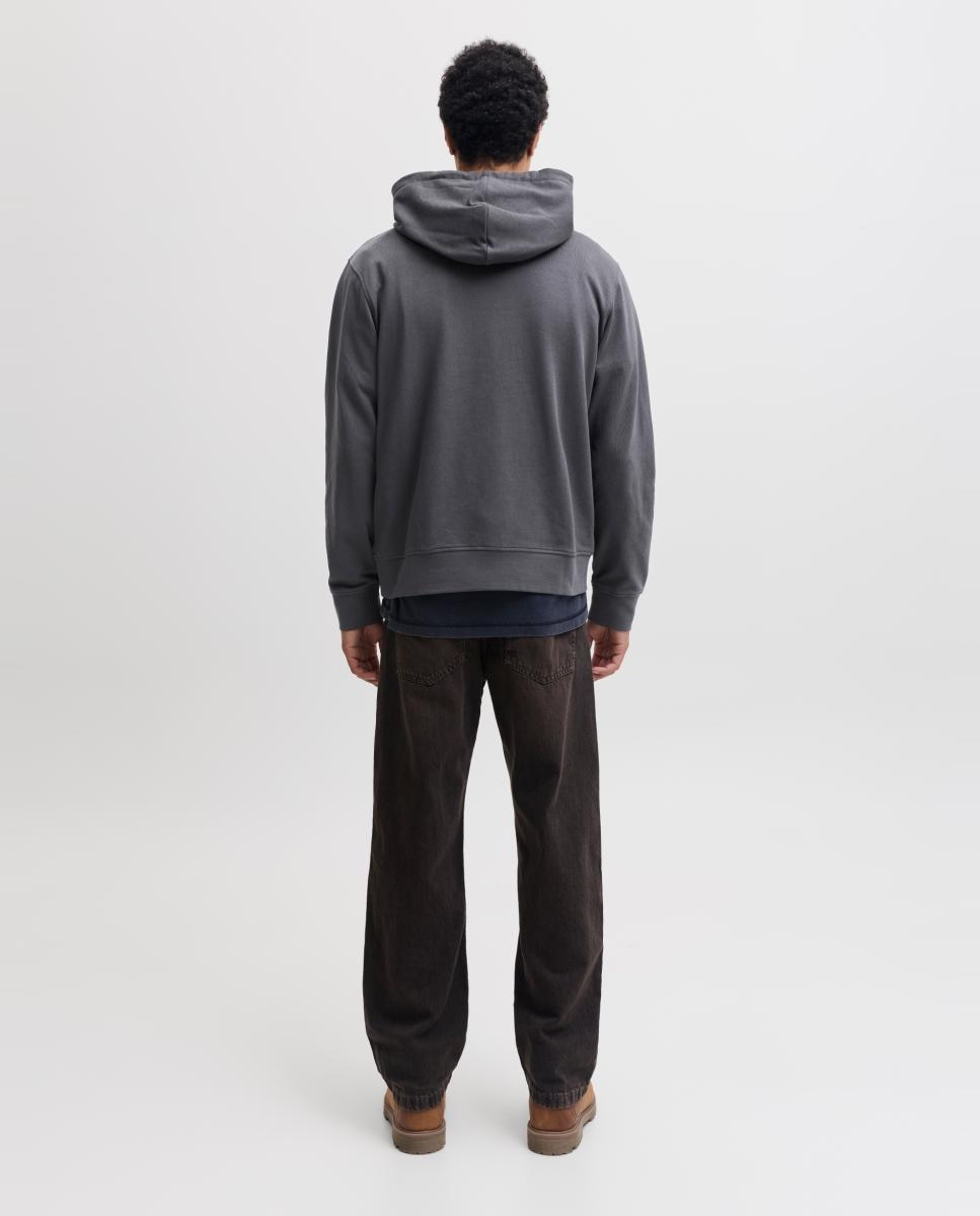 Sudadera de hombre con capucha, bolsillo y print frontal - Jack & Jones - Gris Gris-2