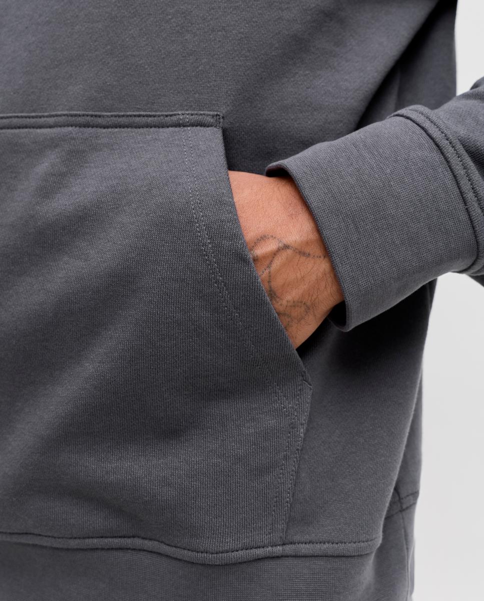 Sudadera de hombre con capucha, bolsillo y print frontal - Jack & Jones - Gris Gris-4