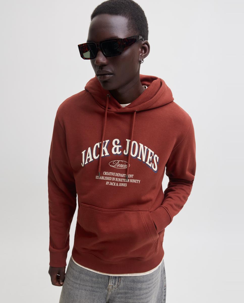 Sweatshirt com Capuz e Estampado à Frente Vermelho-3