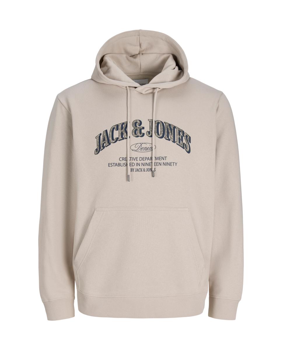 Sweatshirt com Capuz e Estampado à Frente Creme-6