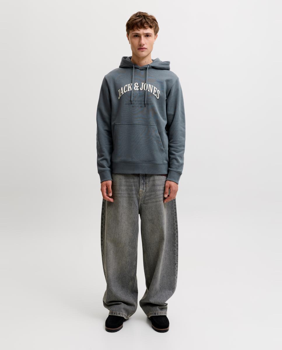 Sweatshirt com Capuz e Estampado à Frente Azul-7