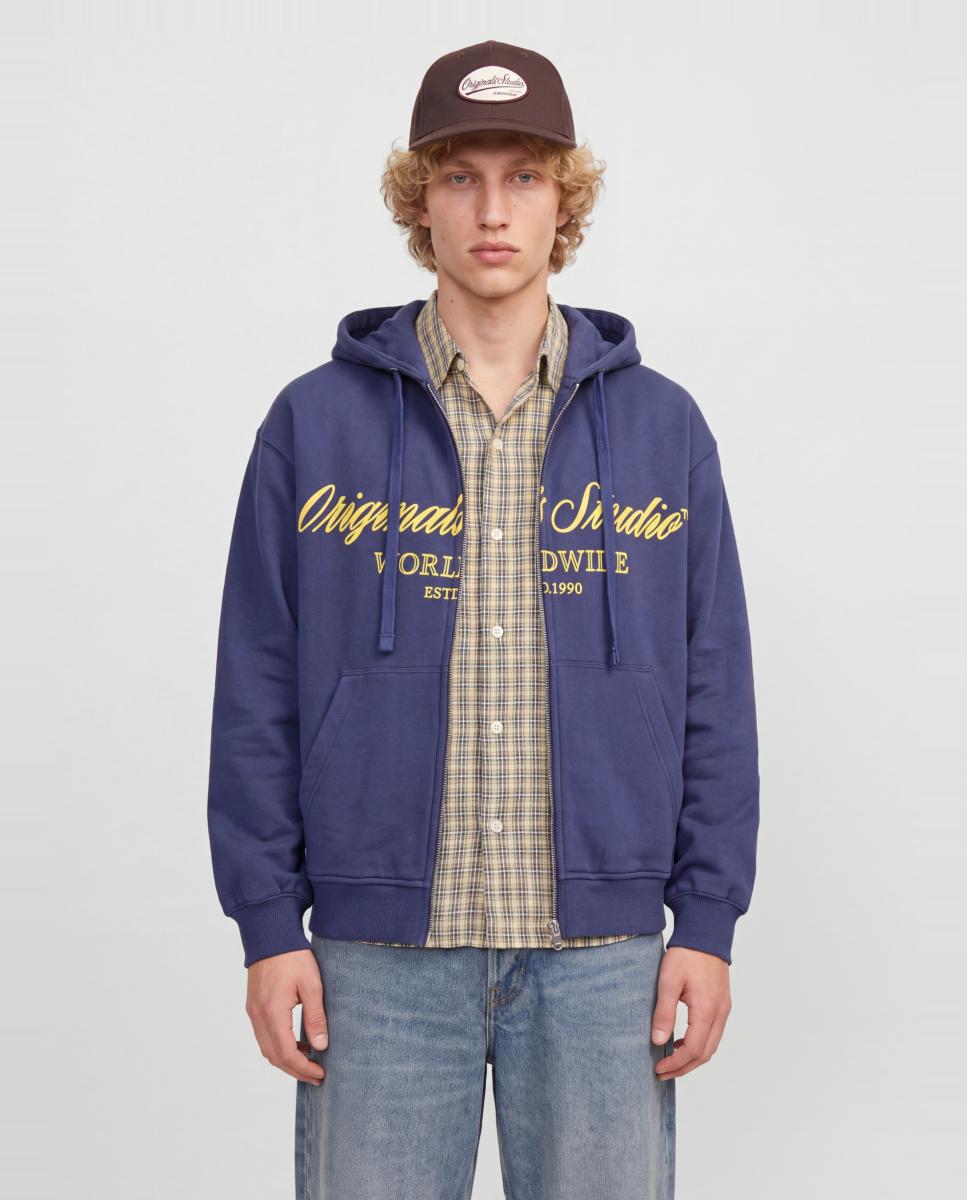 Sudadera de hombre con cremallera y capucha - Jack & Jones - Azul Azul-1