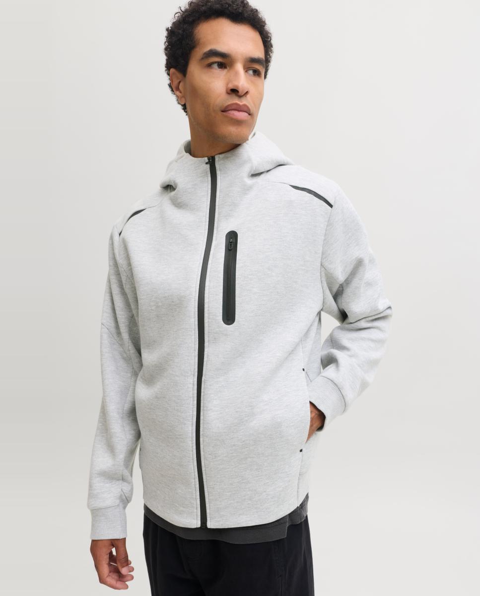 Sudadera de hombre con cremallera y capucha - Jack & Jones - Gris claro Gris claro-3