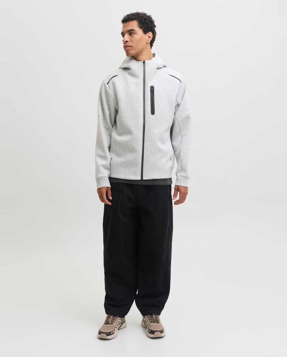 Sudadera de hombre con cremallera y capucha - Jack & Jones - Gris claro Gris claro-7