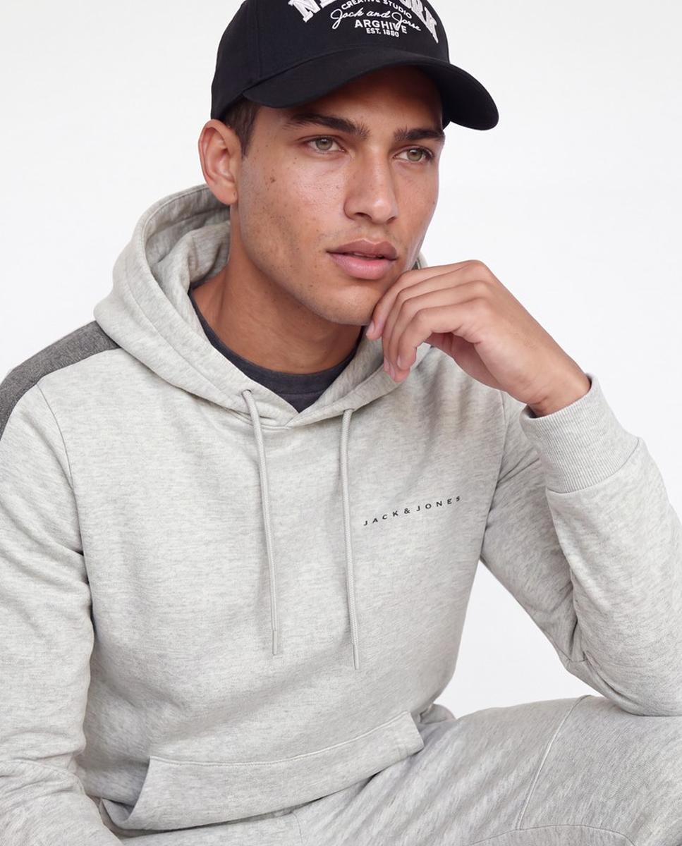 Sudadera de hombre con capucha - Jack & Jones - Gris claro Gris claro-3