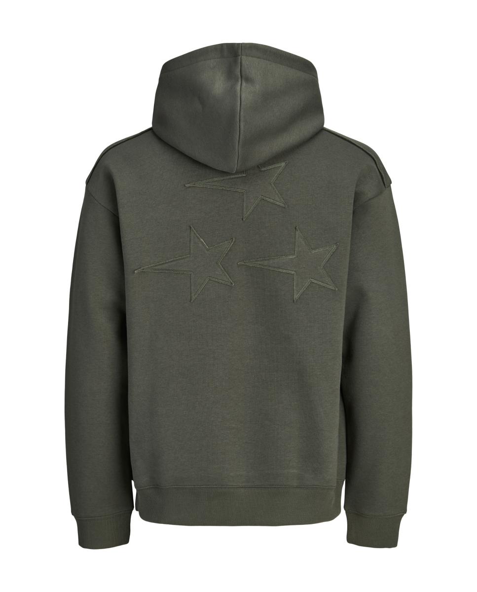 Sudadera de hombre con capucha, bolsillo y bordado - Jack & Jones - Verde Verde-2