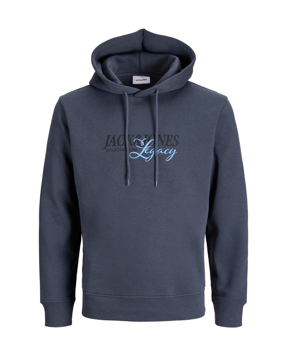 Sudadera de hombre con capucha y print frontal - Jack & Jones - Azul Azul-1