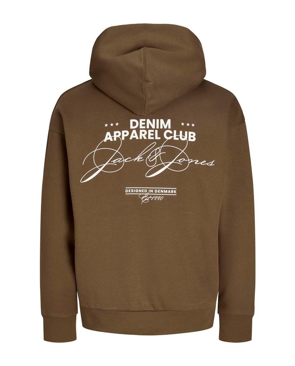 Sudadera de hombre con capucha y print trasero - Jack & Jones - Marrón Marrón-2