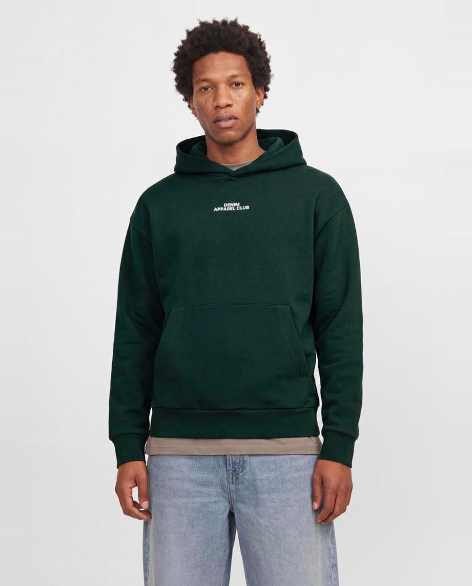 Sudadera de hombre con capucha y print trasero - Jack & Jones - Verde Verde-1