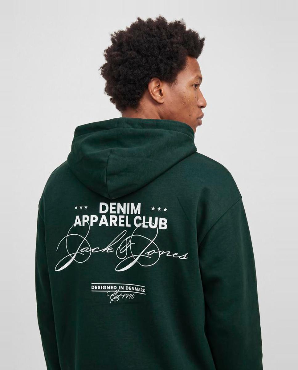 Sudadera de hombre con capucha y print trasero - Jack & Jones - Verde Verde-3