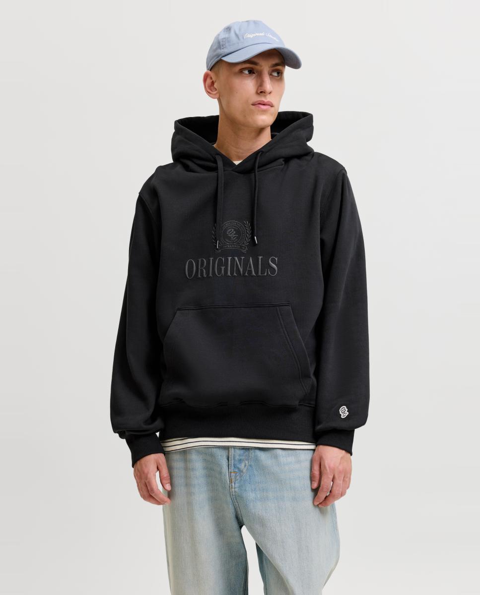 Sudadera de hombre con capucha y bolsillo frontal - Jack & Jones - Negro Negro-1