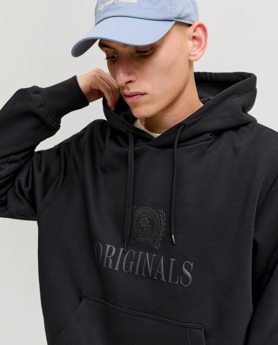 Sudadera de hombre con capucha y bolsillo frontal - Jack & Jones - Negro Negro-3