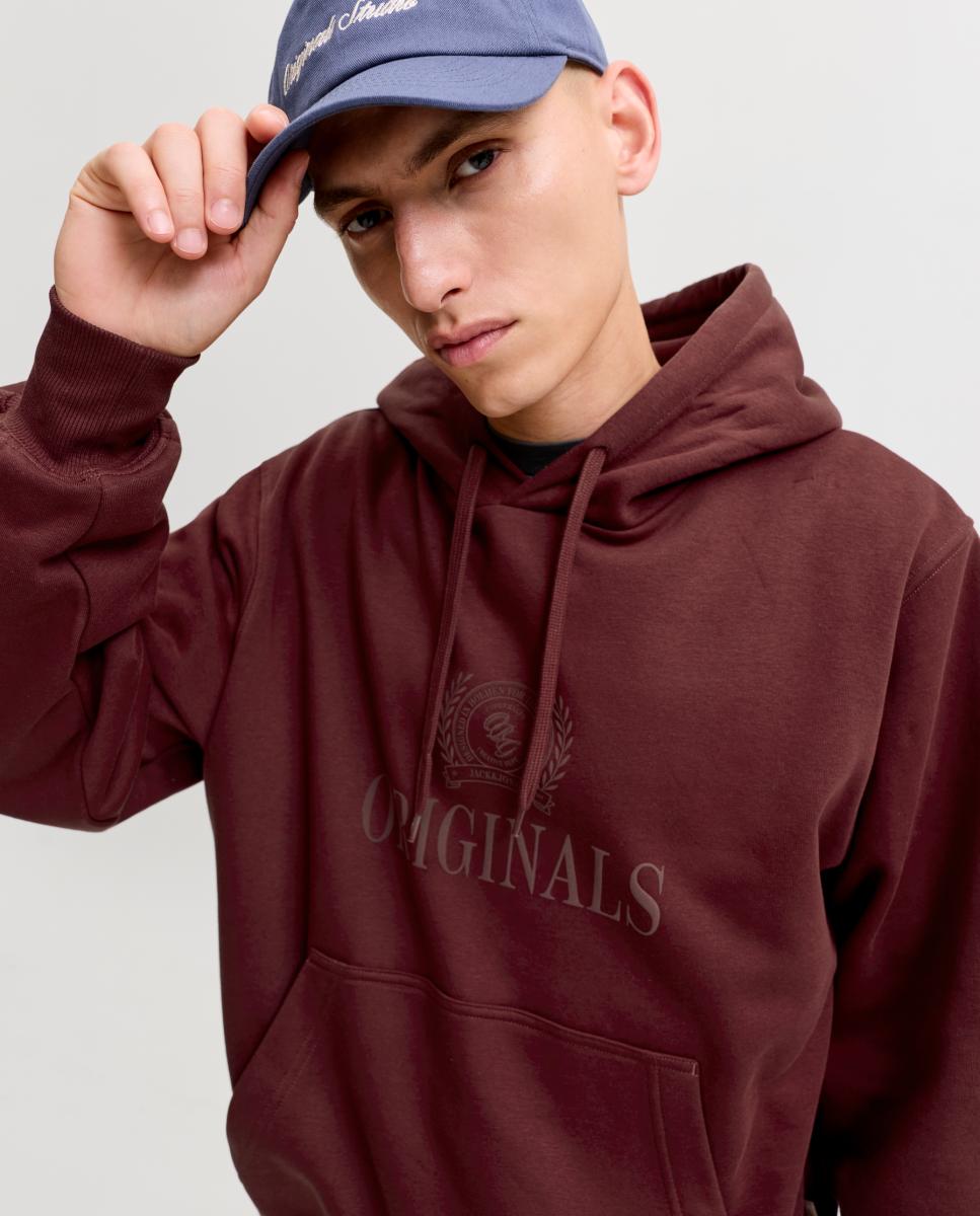 Sudadera de hombre con capucha y bolsillo frontal - Jack & Jones - Marrón Marrón-3