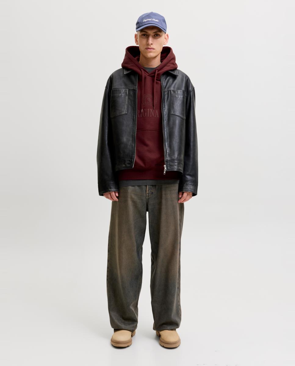 Sudadera de hombre con capucha y bolsillo frontal - Jack & Jones - Marrón Marrón-8