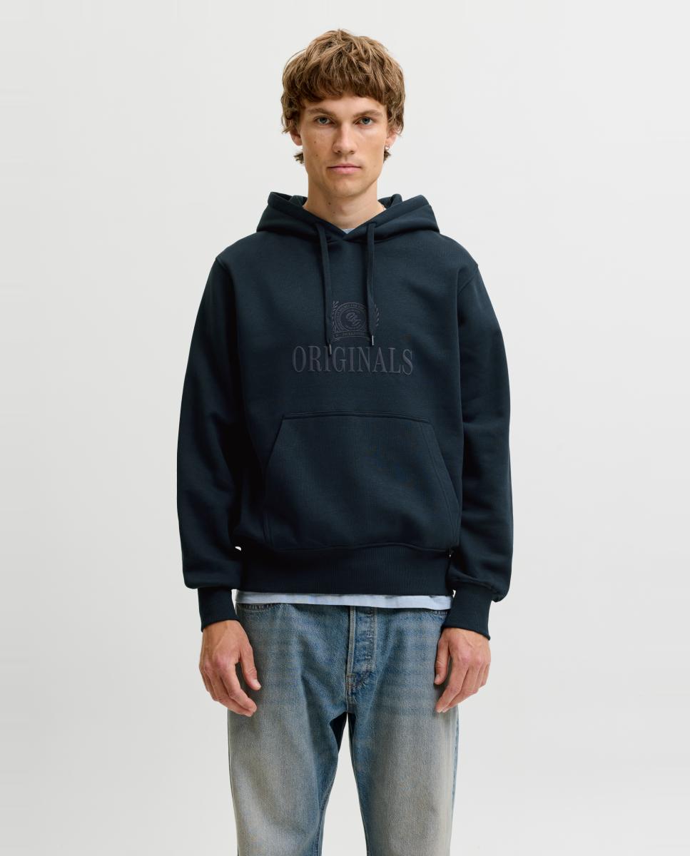 Sudadera de hombre con capucha y bolsillo frontal - Jack & Jones - Azul marino Azul marino-1