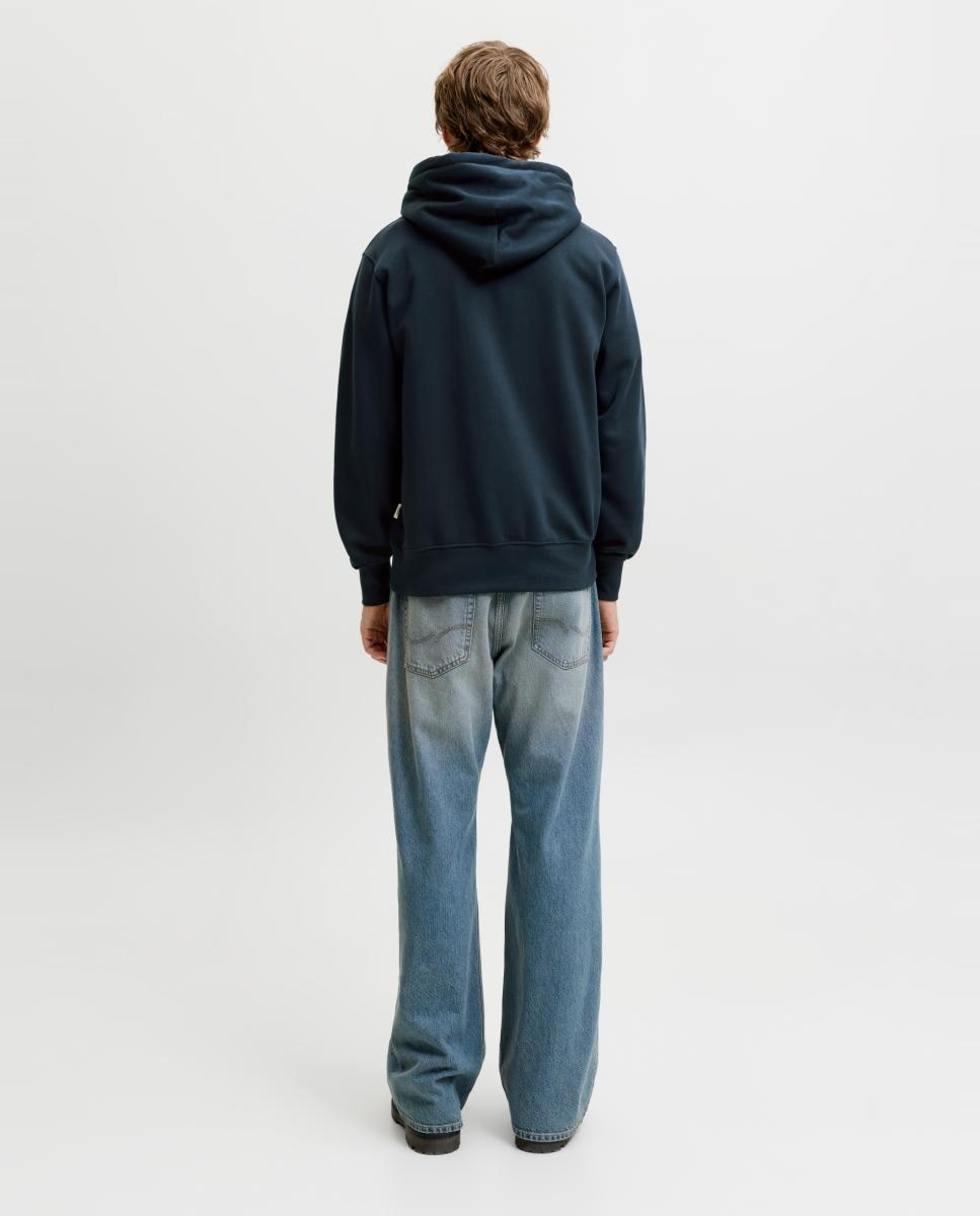 Sudadera de hombre con capucha y bolsillo frontal - Jack & Jones - Azul marino Azul marino-2