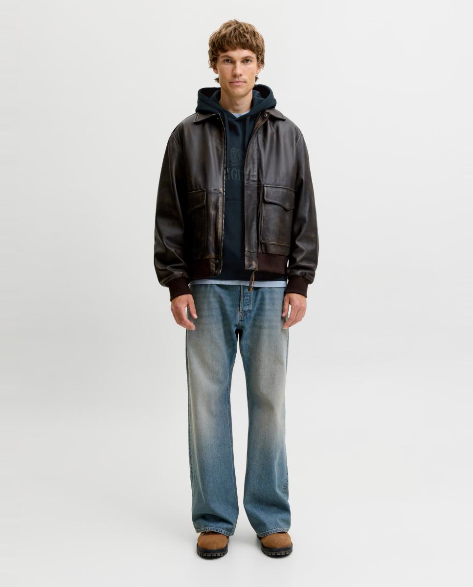 Sudadera de hombre con capucha y bolsillo frontal - Jack & Jones - Azul marino Azul marino-8