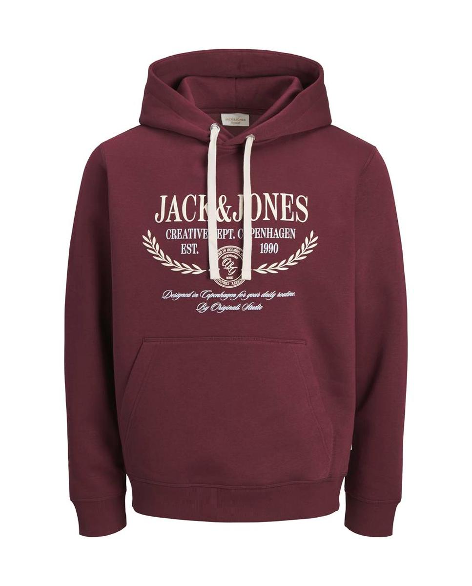 Sudadera de hombre con capucha y estampado frontal - Jack & Jones - Marrón Marrón-1