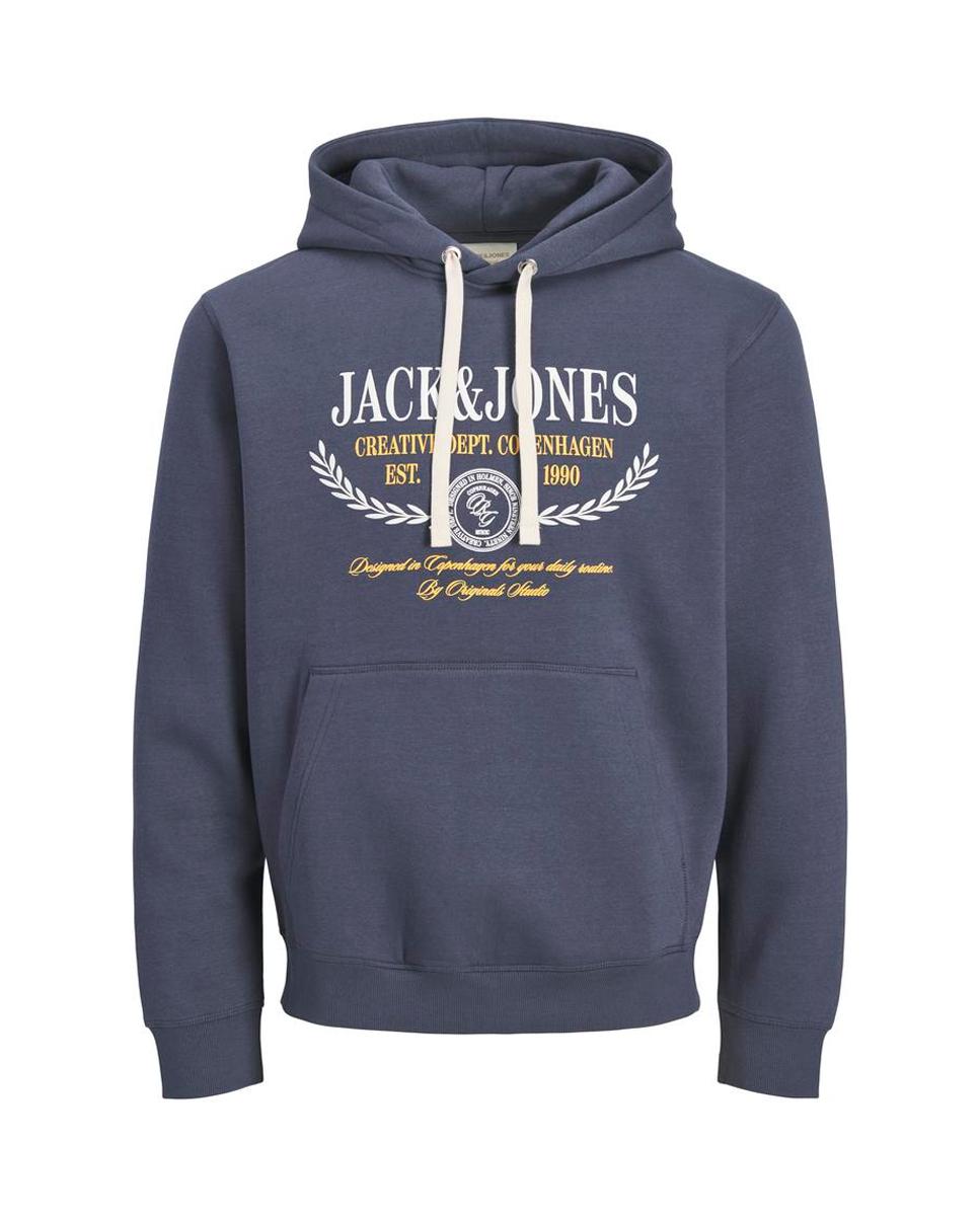 Sudadera de hombre con capucha y estampado frontal - Jack & Jones - Azul Azul-1