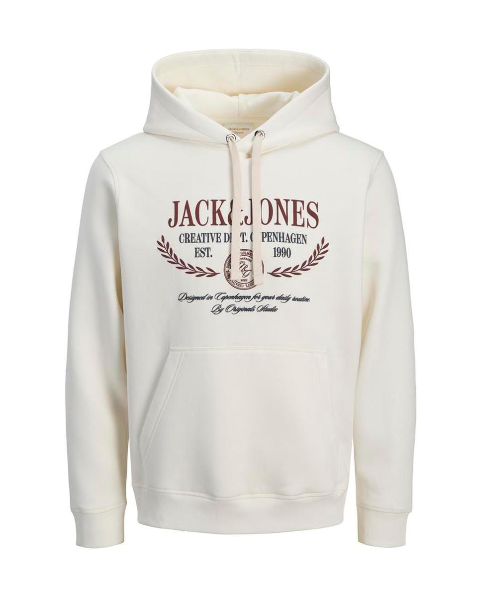 Imagen 0 de Sudadera de hombre con capucha y estampado frontal Blanco