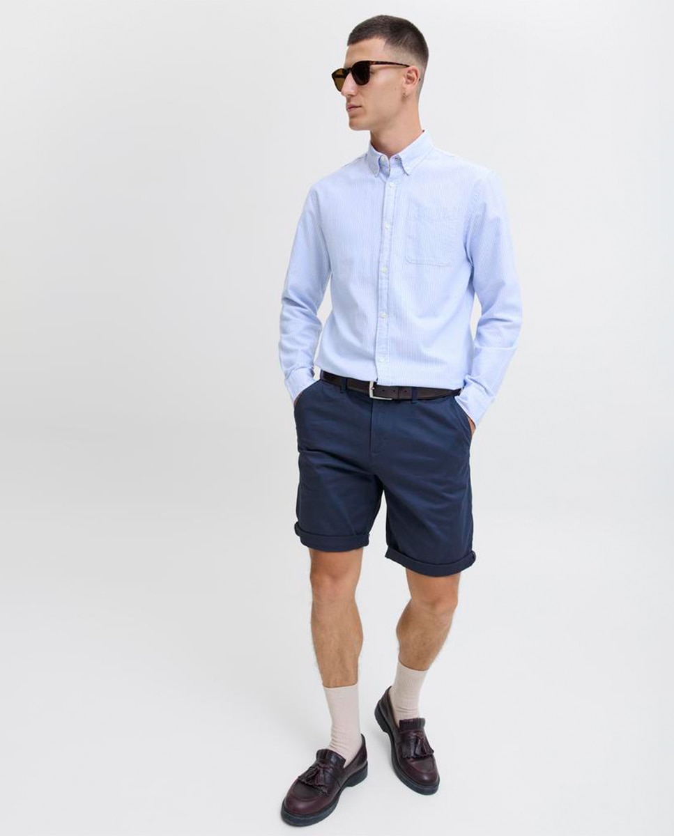 Bermudas chino de algodão BCI azul-marinho Azul-marinho-4