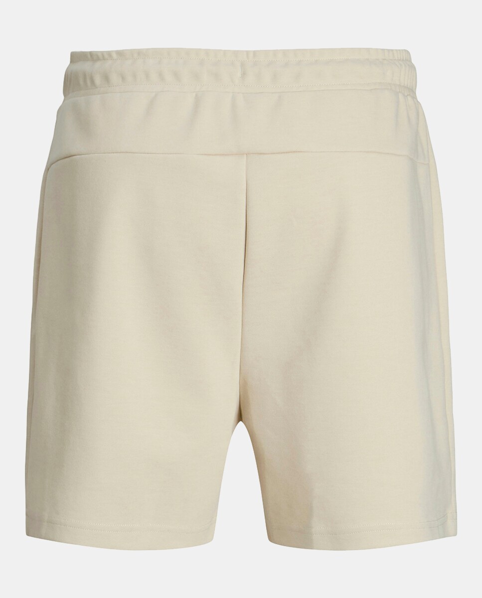 Bermudas com Bolsos Laterais em Contraste Bege-5