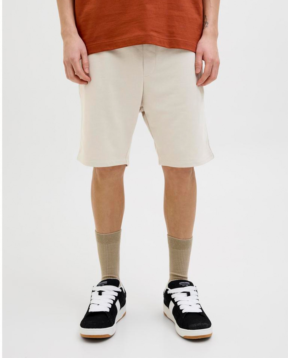 Bermudas Tipo Joggers Bege-2
